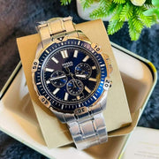  Shop Authentic Fossil Garrett Chronograph Blue Dial Silver Steel Strap Watch for Men - FS5623 - Luxxuri