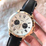  Shop Authentic Fossil Grant Chronograph White Dial Black Leather Strap Watch for Men - FS5272 - Luxxuri