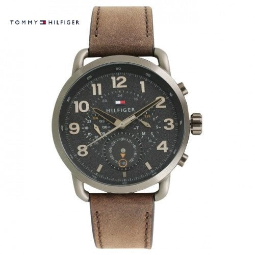  Shop Authentic Tommy Hilfiger Briggs Chronograph Black Dial Brown Leather Strap Watch for Men - 1791425 - Luxxuri