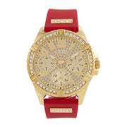  Shop Authentic Guess Frontier Diamonds Gold Dial Red Rubber Strap Watch for Women - GW0045L2 - Luxxuri