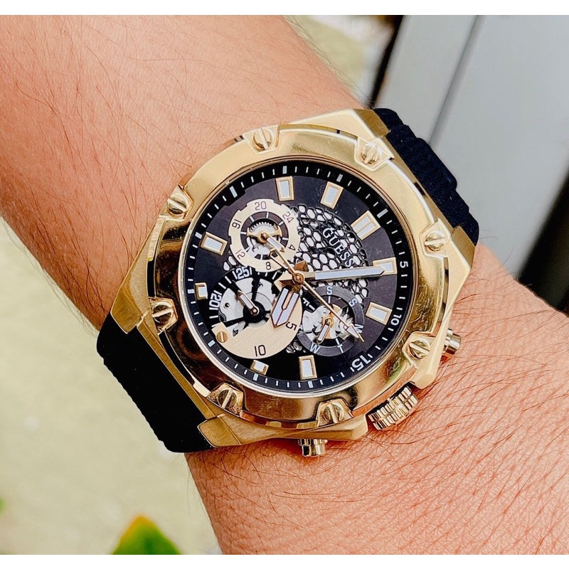  Shop Authentic Guess Third Gear Multifunction Black Dial Black Rubber Strap Watch for Men - GW0334G2 - Luxxuri