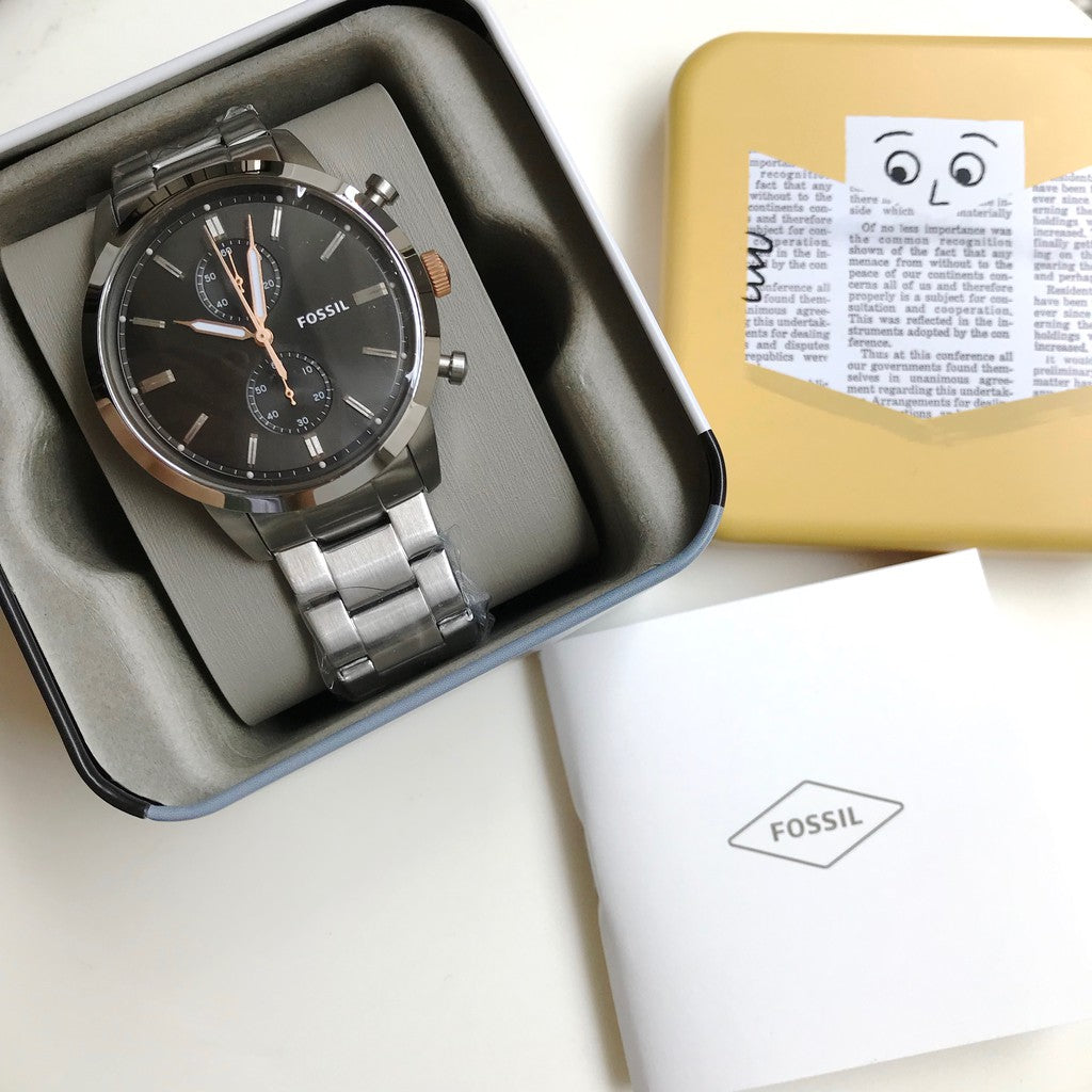  Shop Authentic Fossil Townsman Chronograph Grey Dial Silver Steel Strap Watch for Men - FS5407 - Luxxuri
