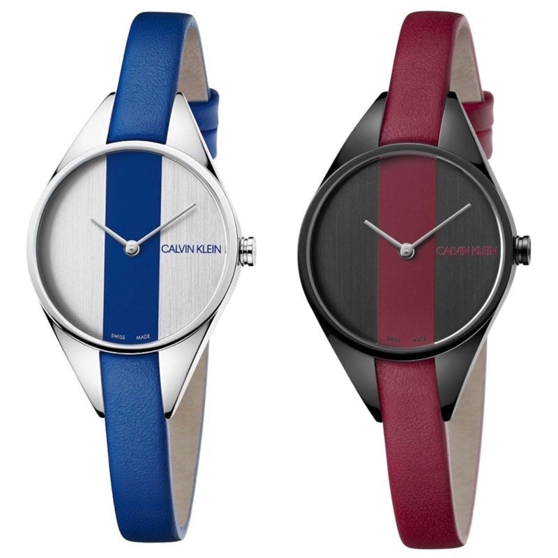  Shop Authentic Calvin Klein Rebel Red Black Dial Red Leather Strap Watch for Women - K8P237U1 - Luxxuri