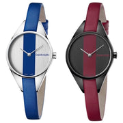  Shop Authentic Calvin Klein Rebel Red Black Dial Red Leather Strap Watch for Women - K8P237U1 - Luxxuri