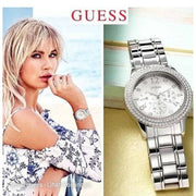  Shop Authentic Guess Bedazzle Diamonds Silver Dial Silver Steel Strap Watch For Women - W1097L1 - Luxxuri