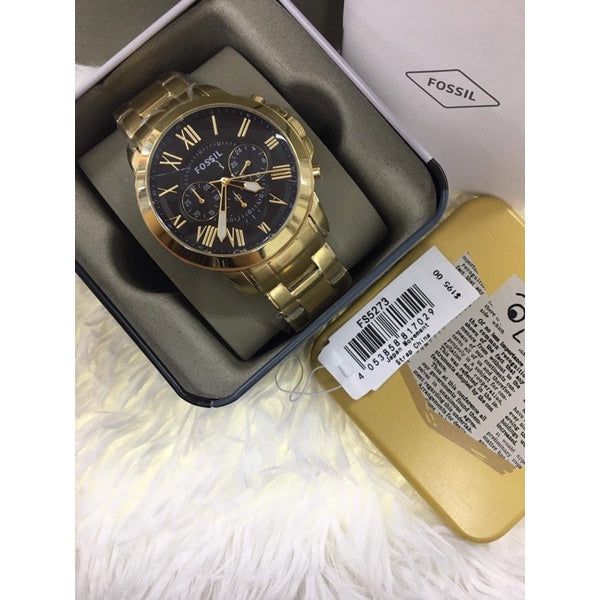  Shop Authentic Fossil Grant Chronograph Black Dial Gold Steel Strap Watch for Men - FS4815 - Luxxuri