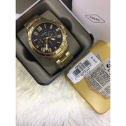  Shop Authentic Fossil Grant Chronograph Black Dial Gold Steel Strap Watch for Men - FS4815 - Luxxuri