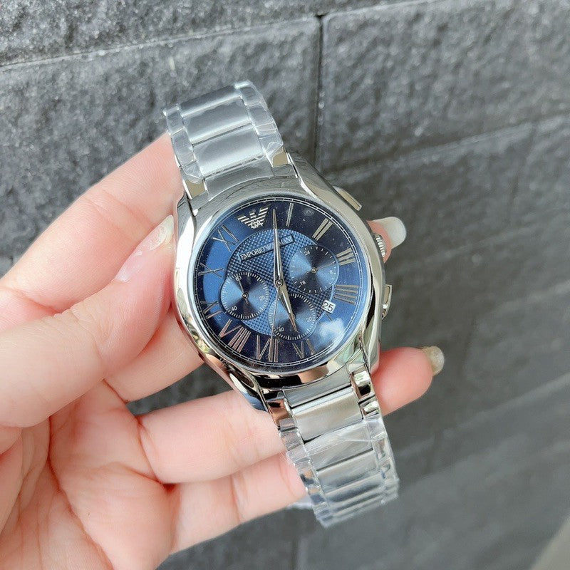 Shop Authentic Emporio Armani Chronograph Quartz Blue Dial Silver Steel Strap Watch For Men - AR11082 - Luxxuri
