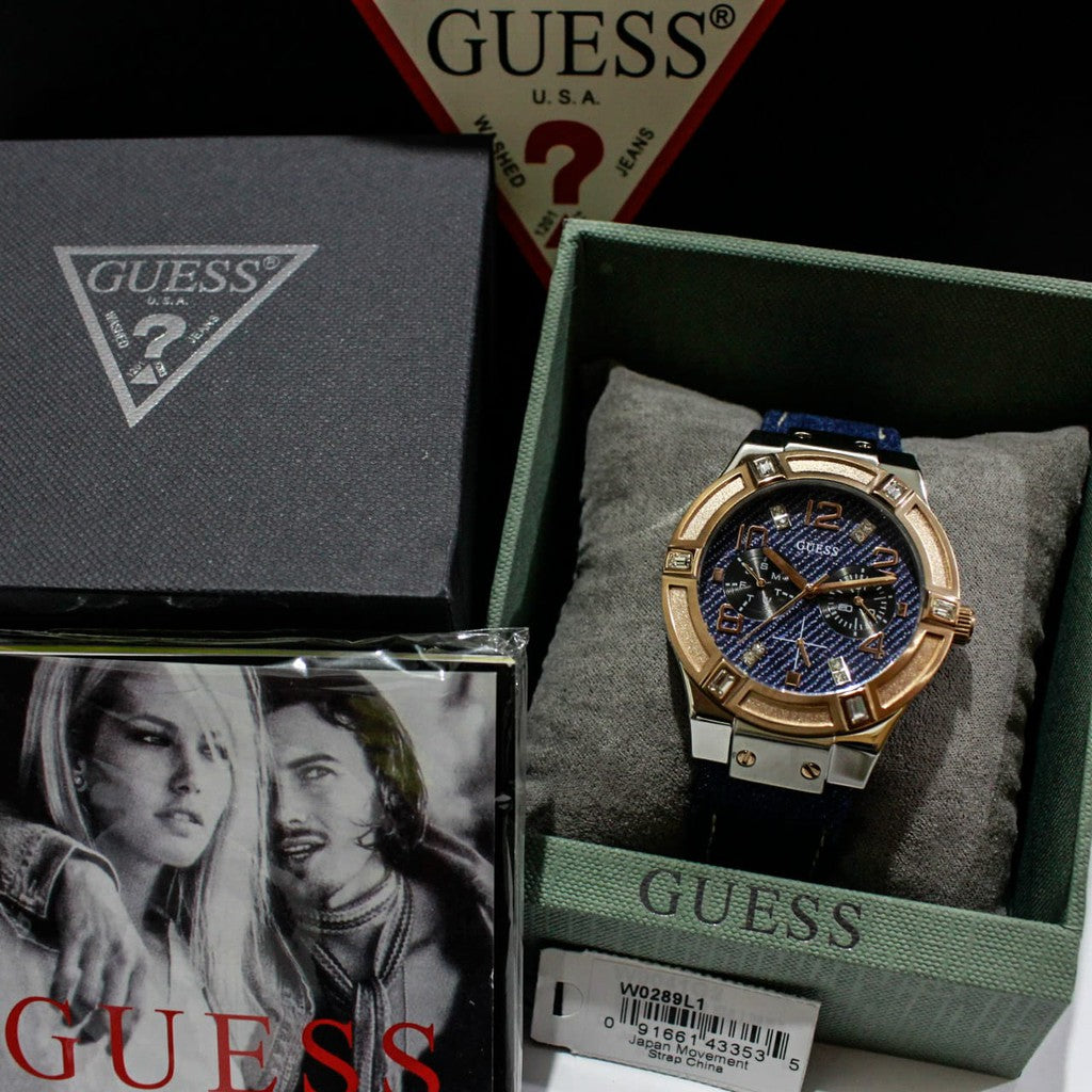  Shop Authentic Guess Jet Setter Analog Blue Dial Blue Denim Strap Watch For Women - W0289L1 - Luxxuri