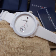  Shop Authentic Tommy Hilfiger Denim White Dial White Rubber Strap Watch for Men - 1791324 - Luxxuri