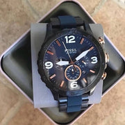  Shop Authentic Fossil Nate Chronograph Blue Dial Two Tone Steel Strap Watch for Men - JR1494 - Luxxuri
