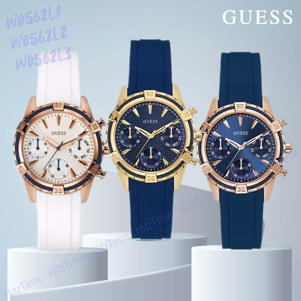  Shop Authentic Guess Analog Quartz Blue Dial Blue Rubber Strap Watch For Women - W0562L3 - Luxxuri