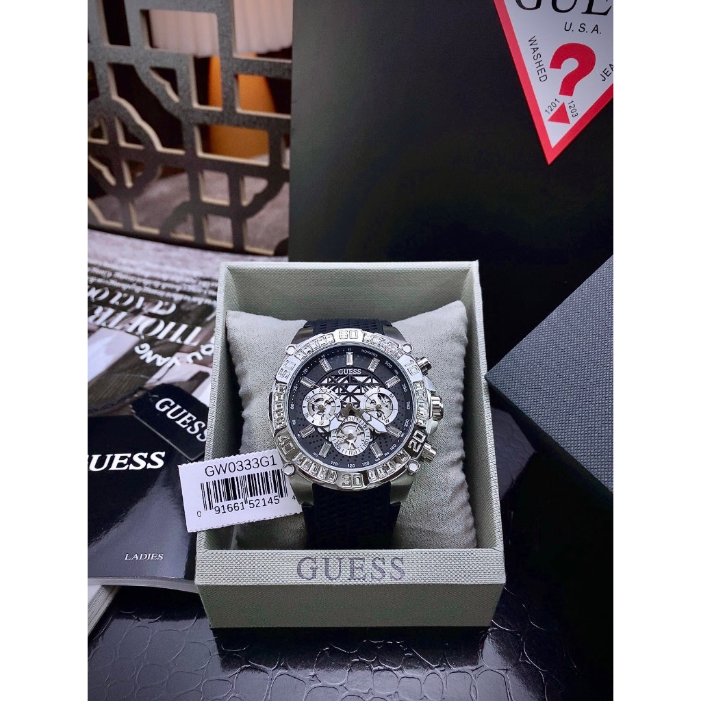  Shop Authentic Guess Trophy Multifunction Black Dial Black Rubber Strap Watch for Men - GW0333G1 - Luxxuri