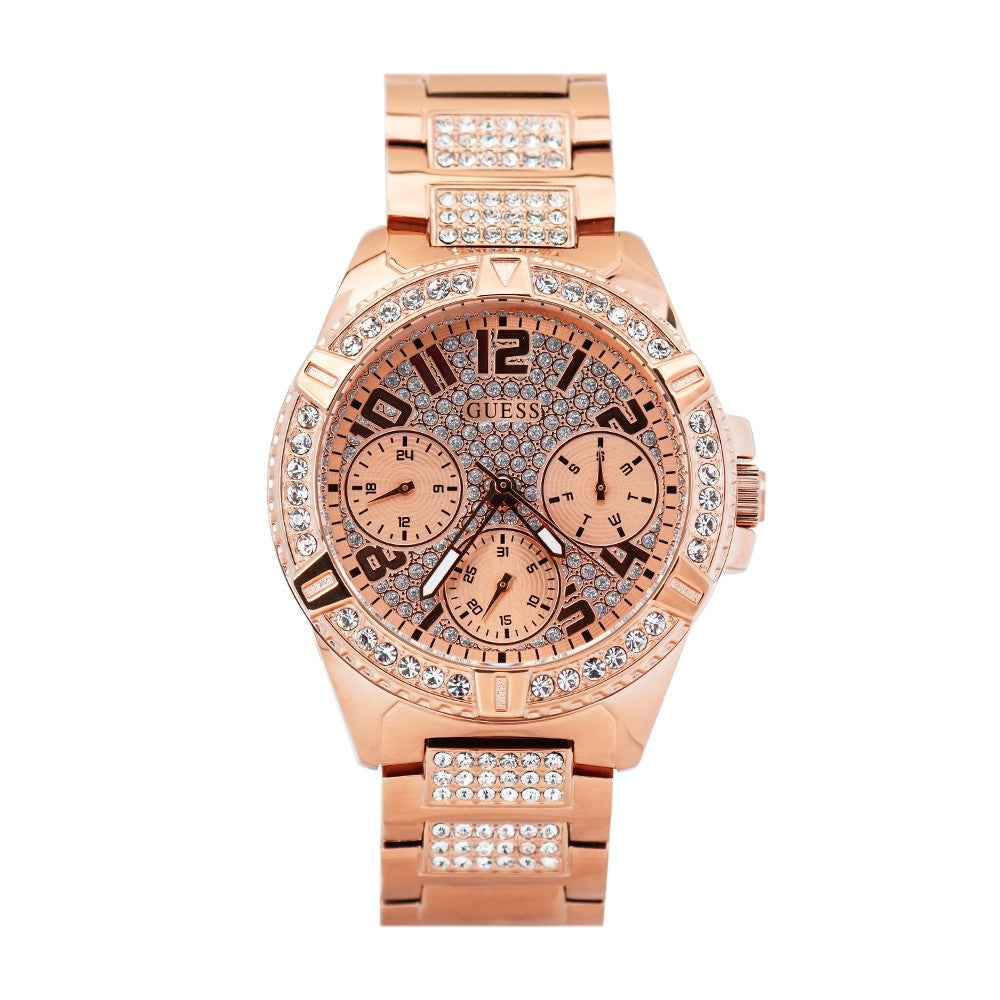  Shop Authentic Guess Frontier Diamonds Rose Gold Dial Rose Gold Steel Strap Watch For Women - W1156L3 - Luxxuri