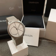  Shop Authentic Calvin Klein Minimal White Dial Silver Mesh Bracelet Watch for Women - K3M5215X - Luxxuri