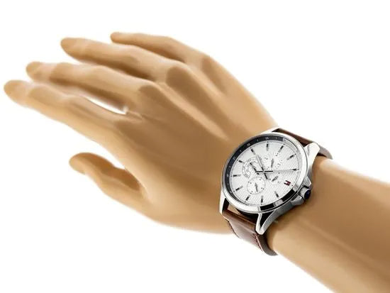  Shop Authentic Tommy Hilfiger Multi Function Quartz White Dial Brown Leather Strap Watch for Men - 1791614 - Luxxuri