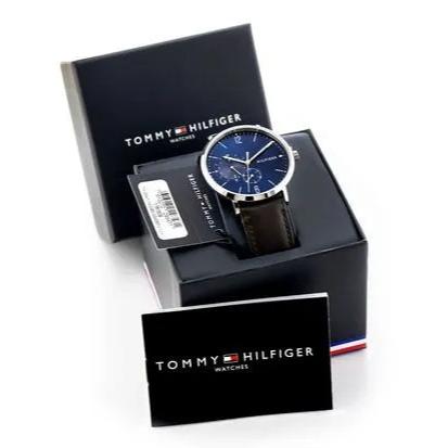  Shop Authentic Tommy Hilfiger Cooper Blue Dial Brown Leather Strap Watch for Men - 1791508 - Luxxuri