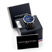  Shop Authentic Tommy Hilfiger Cooper Blue Dial Brown Leather Strap Watch for Men - 1791508 - Luxxuri