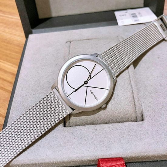  Shop Authentic Calvin Klein Minimal White Dial Silver Mesh Bracelet Watch for Women - K3M5215X - Luxxuri