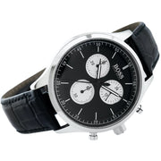  Shop Authentic Hugo Boss Companion Black Dial Black Leather Strap Watch for Men - 1513543 - Luxxuri