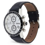  Shop Authentic Hugo Boss Rafale Chronograh Quartz White Dial Black Leather Strap Watch For Men - HB1513403 - Luxxuri