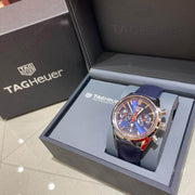  Shop Authentic Tag Heuer Carrera Chronograph Blue Dial Blue Leather Strap Watch for Men - CBN201D.FC6543 - Luxxuri