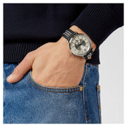  Shop Authentic Versace V-Circle Silver Dial Black Leather Strap Watch for Men - VEBQ01219 - Luxxuri