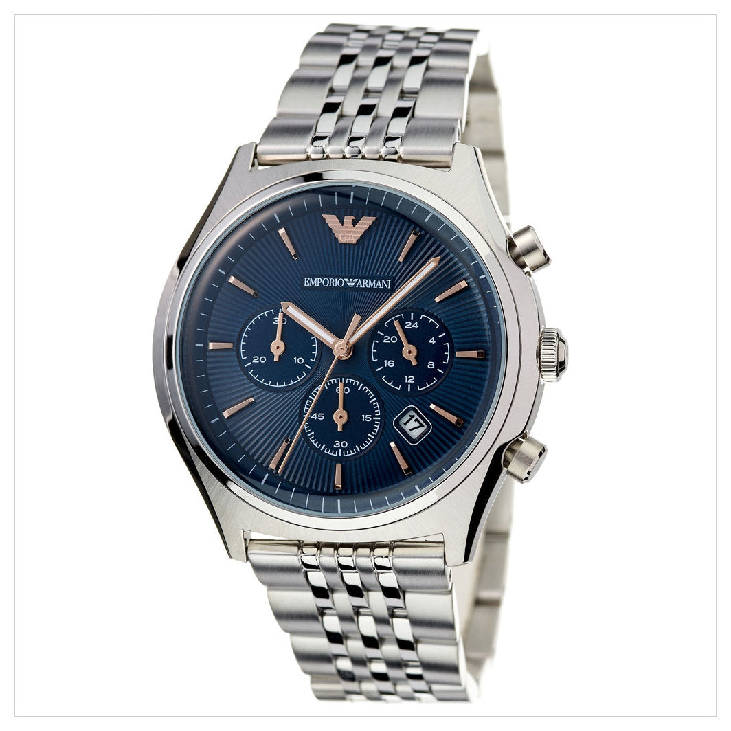  Shop Authentic Emporio Armani Luigi Chronograph Quartz Blue Dial Silver Steel Strap Watch For Men - AR1974 - Luxxuri
