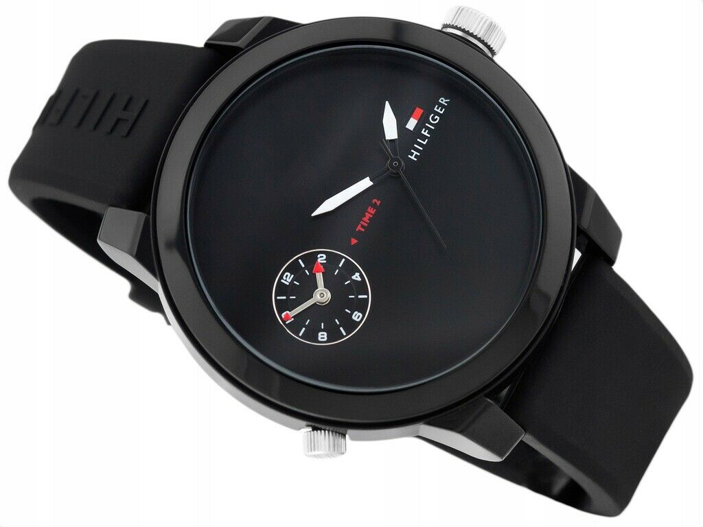  Shop Authentic Tommy Hilfiger Denim Black Dial Black Rubber Strap Watch for Men - 1791326 - Luxxuri