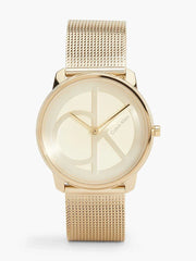  Shop Authentic Calvin Klein Minimal Silver Dial Gold Mesh Bracelet Watch for Women - K3M22526 - Luxxuri