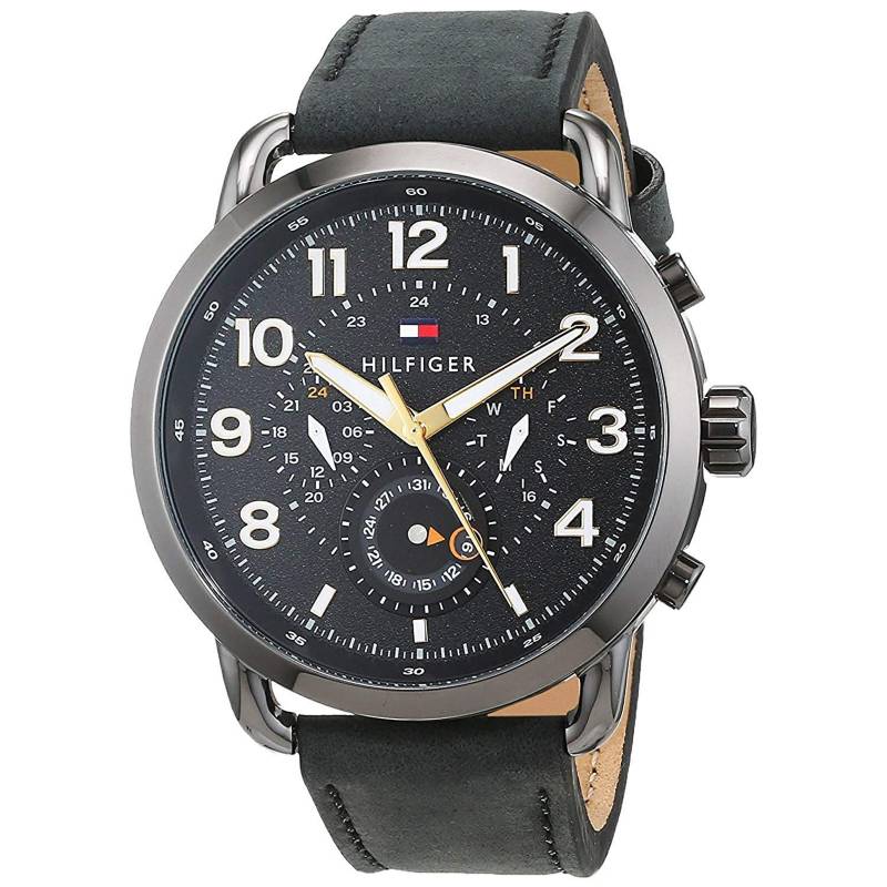  Shop Authentic Tommy Hilfiger Briggs Black Dial Black Leather Strap Watch for Men - 1791426 - Luxxuri