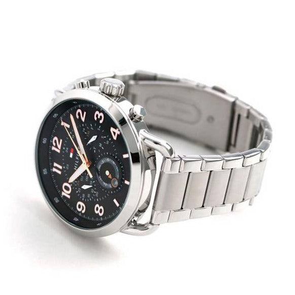  Shop Authentic Tommy Hilfiger Briggs Chronograph Black Dial Silver Steel Strap Watch for Men - 1791422 - Luxxuri