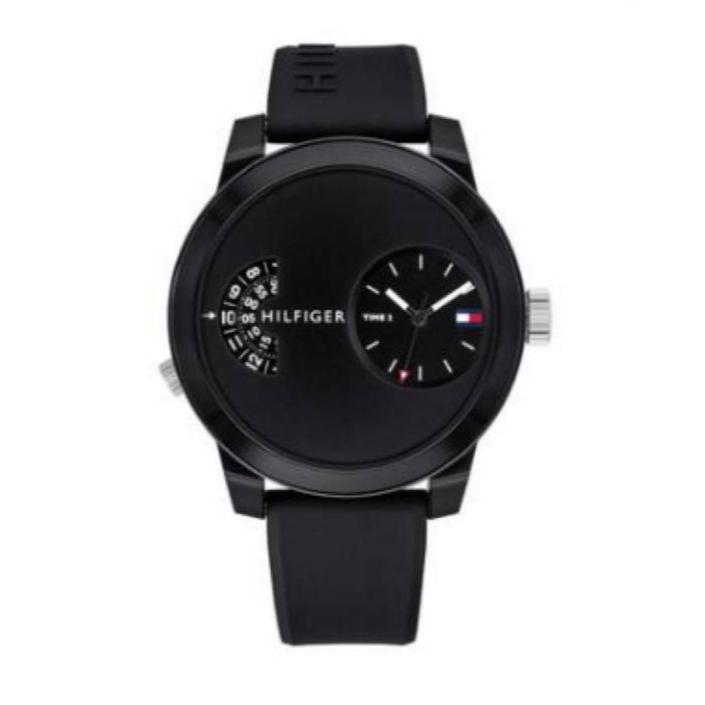  Shop Authentic Tommy Hilfiger Denim Black Dial Black Rubber Strap Watch for Men - 1791555 - Luxxuri