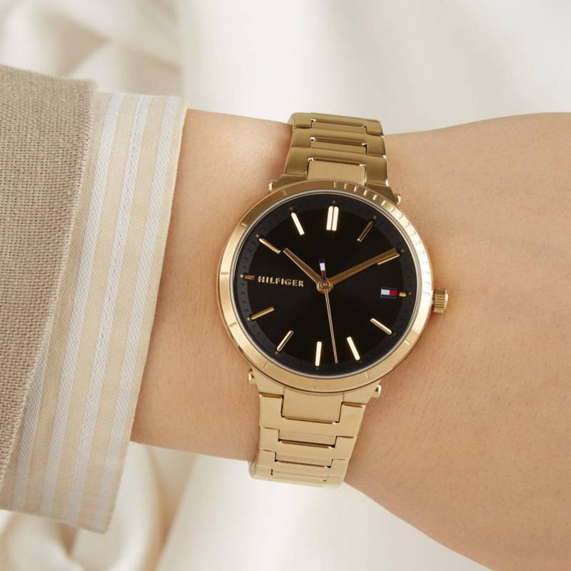  Shop Authentic Tommy Hilfiger Brooke Black Dial Gold Steel Strap Watch for Women  - 1782019 - Luxxuri