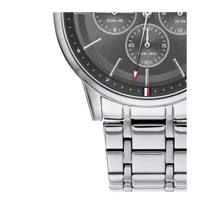 Shop Authentic Tommy Hilfiger Kyle Chronograph Grey Dial Silver Steel Strap Watch for Men - 1791632 - Luxxuri