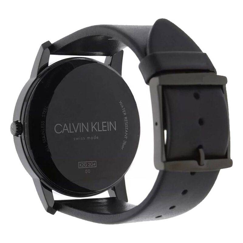  Shop Authentic Calvin Klein City Quartz Black Dial Black Leather Strap Watch for Men - K2G2G4CX - Luxxuri
