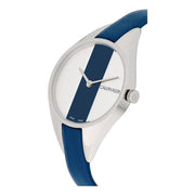  Shop Authentic Calvin Klein Rebel Blue Silver Dial Blue Leather Strap Watch for Women - K8P231V6 - Luxxuri