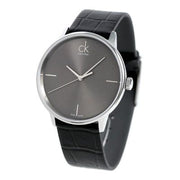  Shop Authentic Calvin Klein Grey Dial Black Leather Strap Watch for Women - K2Y2Y1CU - Luxxuri