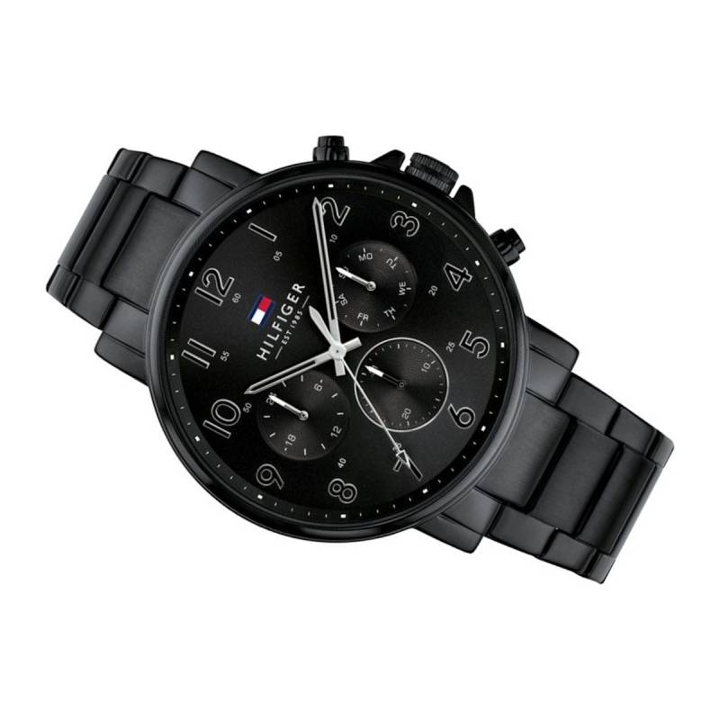  Shop Authentic Tommy Hilfiger Daniel Black Dial Black Steel Strap Watch for Men - 1710383 - Luxxuri