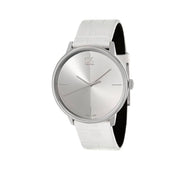  Shop Authentic Calvin Klein Accent Silver Dial White Leather Strap Watch for Women - K2Y211K6 - Luxxuri