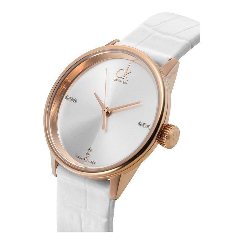  Shop Authentic Calvin Klein Accent White Dial White Leather Strap Watch for Women - K2Y2Y6KW - Luxxuri