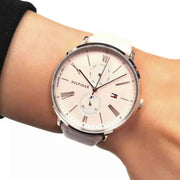  Shop Authentic Tommy Hilfiger Jenna Analog Pink Dial Pink Leather Strap Watch for Women - 1782071 - Luxxuri