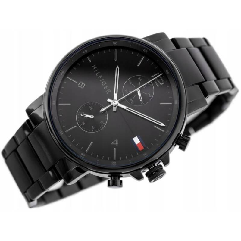 Shop Authentic Tommy Hilfiger Daniel Black Dial Black Steel Strap Watch for Men - 1710414 - Luxxuri