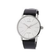  Shop Authentic Calvin Klein Post Minimal Silver Dial Black Leather Strap Watch for Men - K7621192 - Luxxuri