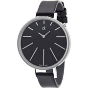  Shop Authentic Calvin Klein Equal Black Dial Black Leather Strap Watch for Women - K3E231C1 - Luxxuri