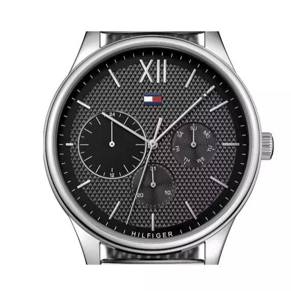  Shop Authentic Tommy Hilfiger Damon Quartz Chronograph Black Dial Silver Mesh Bracelet Watch for Men - 1791415 - Luxxuri