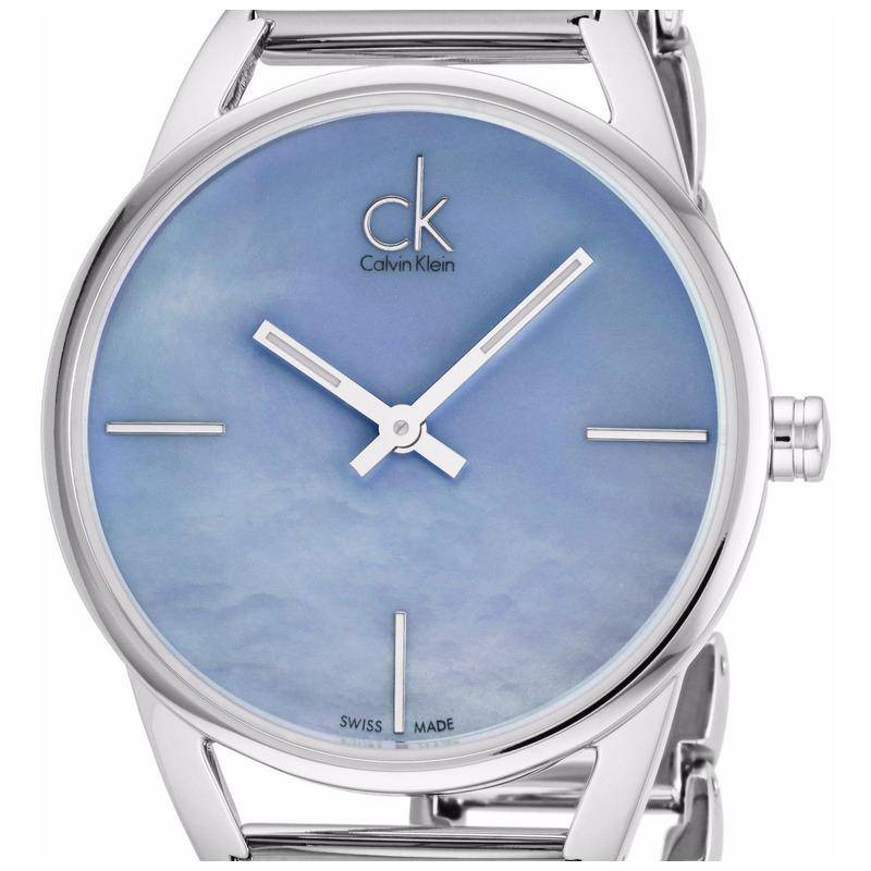  Shop Authentic Calvin Klein Stately Blue Mother of Pearl Dial Silver Steel Strap Watch for Women - K3G2312N - Luxxuri