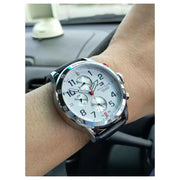  Shop Authentic Tommy Hilfiger Trent Multifunction White Dial Black Leather Strap Watch for Men - 1791138 - Luxxuri