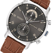  Shop Authentic Tommy Hilfiger Kane Grey Dial Brown Leather Strap Watch for Men - 1710398 - Luxxuri
