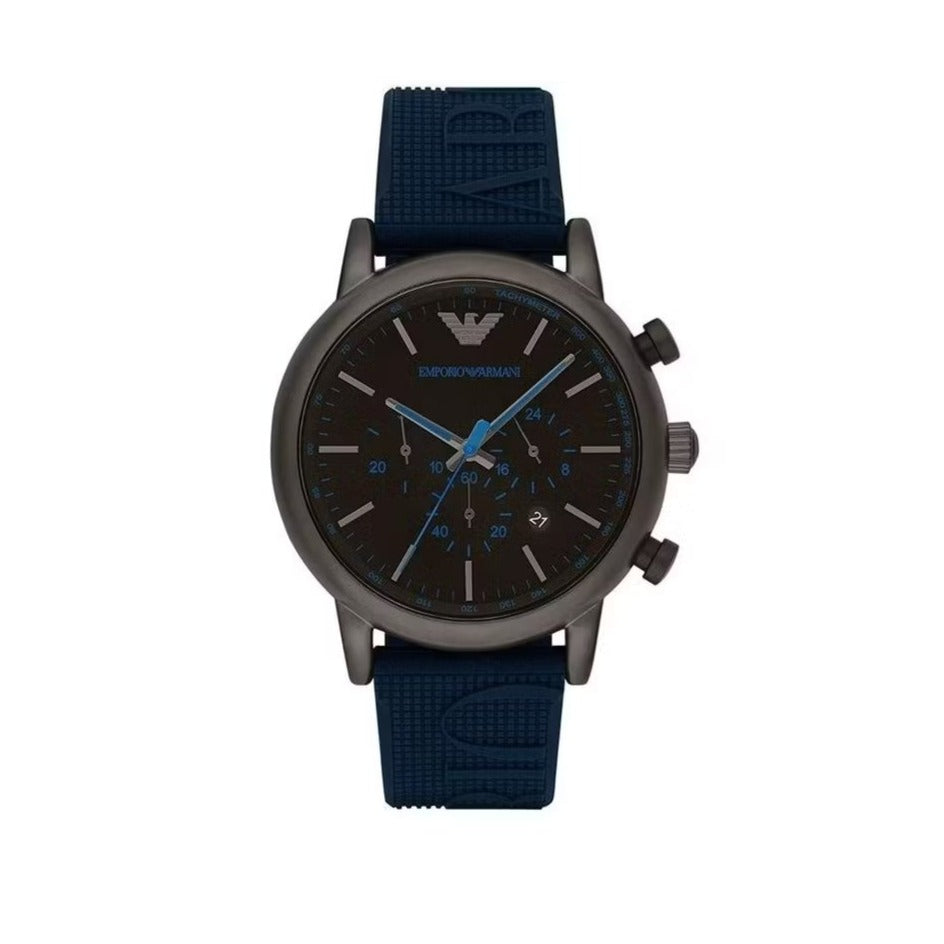  Shop Authentic Emporio Armani  Luigi Chronograph Black Dial Blue Rubber Strap Watch For Men - AR11023 - Luxxuri